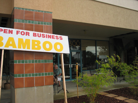 [picture: bamboo open for business sign]