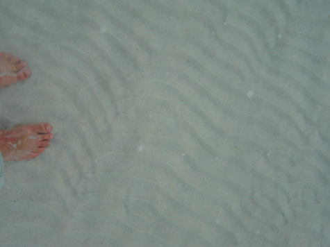 [picture: sandy feet underwater!]